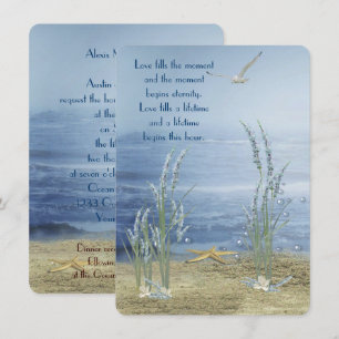Hochzeit am Strand mit Seestern und Seegras Einladung