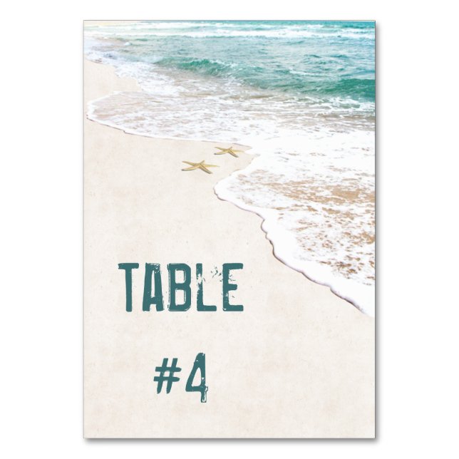 Hochzeit am Strand mit Starfish Tischnummer (Vorderseite)