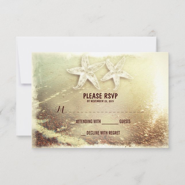 Hochzeit am Strand Moderne romantische Hochzeit RS RSVP Karte (Vorderseite)