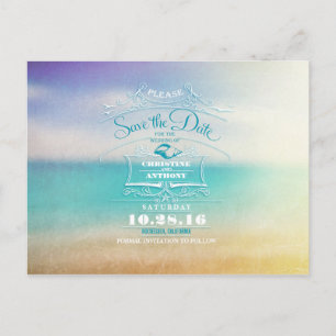 Hochzeit am Strand - moderne Save the Date Postkar Ankündigungspostkarte