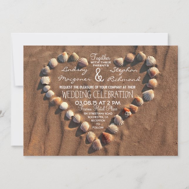 Hochzeit am Strand Muscheln Einladungen für Hochze (Vorderseite)