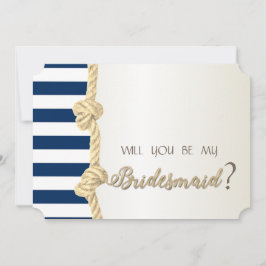 Hochzeit am Strand, Navy Rope, Stripes Bridesmaid  Einladung