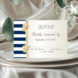 Hochzeit am Strand, Navy Rope, Stripes Seashells U Einladung