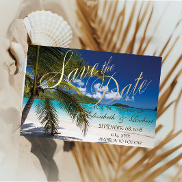 Hochzeit am Strand, Palmen, Sandstrand Save the Da Date