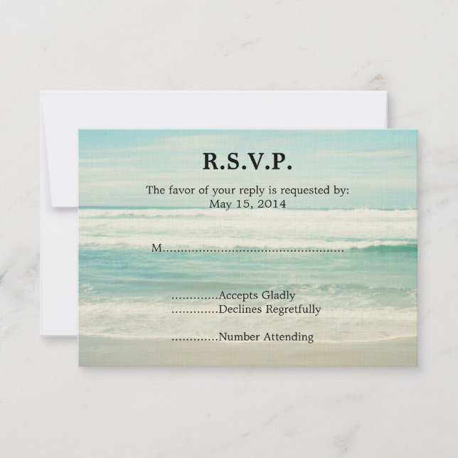 Hochzeit am Strand RSVP Karte (Vorderseite)