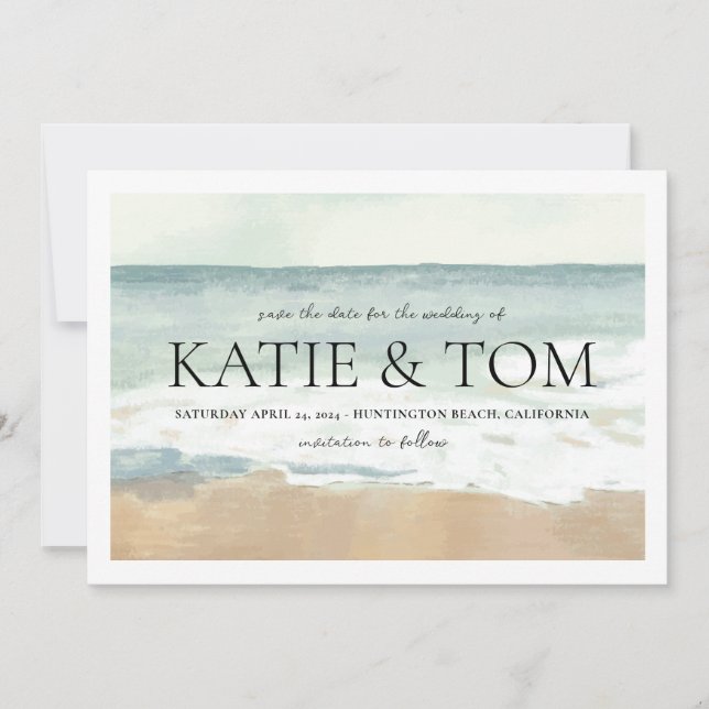 Hochzeit am Strand Save the Date Einladung (Vorderseite)