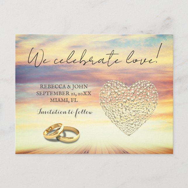 Hochzeit am Strand Save the Date Postkarte (Vorderseite)
