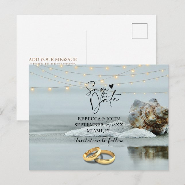 Hochzeit am Strand Save the Date Postkarte (Vorne/Hinten)