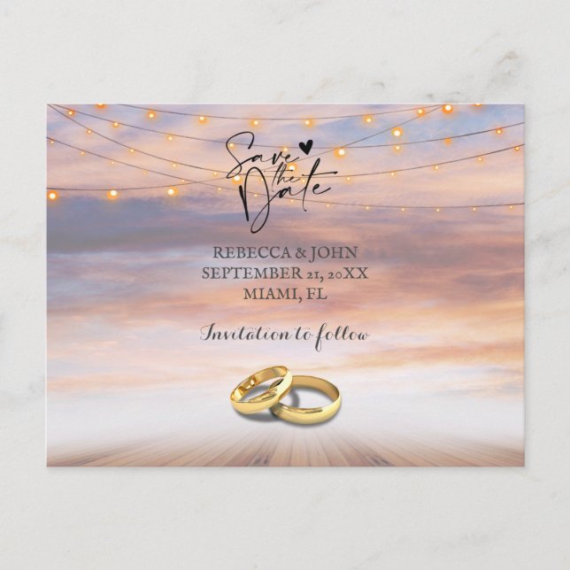 Hochzeit am Strand Save the Date Postkarte (Vorderseite)