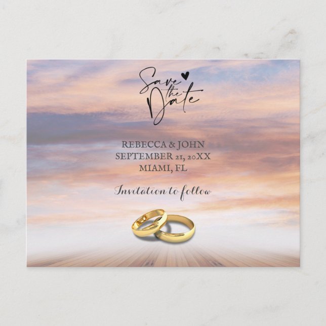 Hochzeit am Strand Save the Date Postkarte (Vorderseite)