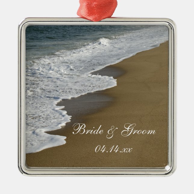 Hochzeit am Strand Silbernes Ornament (Vorne)