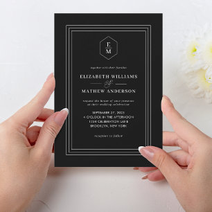 Hochzeit an Schwarz-weißen Grenzen Einladung