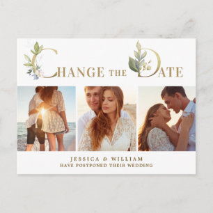 Hochzeit Änderung des Datums Elegante FOTO Ankündi Postkarte