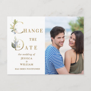 Hochzeit Änderung des Datums Elegante FOTO-Ankündi Postkarte