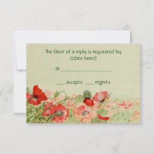 Hochzeit-Antwort RSVP, rote Mohnblumen RSVP Karte