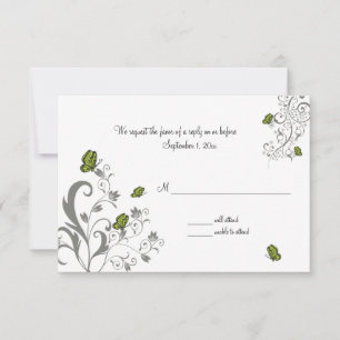 Hochzeit-Antwortkarte Butterfly Scroll RSVP Karte