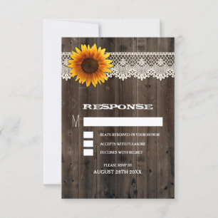 Hochzeit-Antwortkarten aus Scheunenholz und Spitze RSVP Karte
