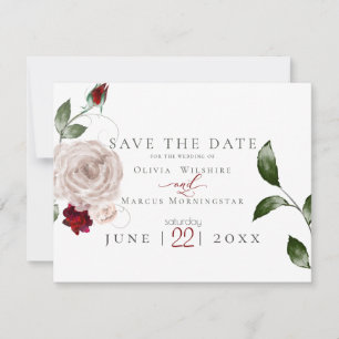 HOCHZEIT   Aquarell Rose und Merlot Floral Save The Date