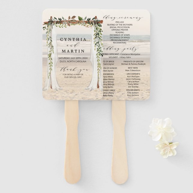Hochzeit Arbor Beach Hand Fans Fächer (Vorne und Hinten)