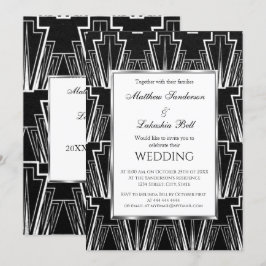 Hochzeit Art Deco Schwarz und Weiß Einladung