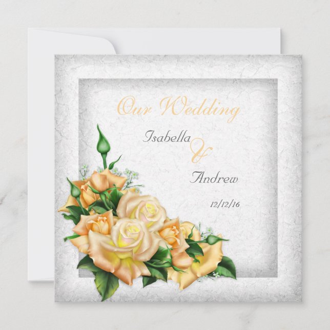 Hochzeit Atemberaubend-Gelbe Rose Bouquet Einladung (Vorderseite)