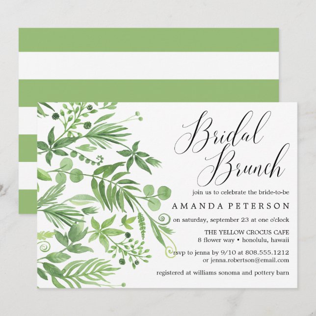 Hochzeit auf der wilden Wiese Wassercolo Bridal Br Einladung (Vorne/Hinten)