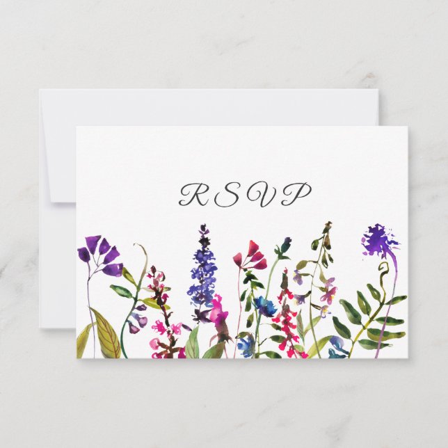 Hochzeit auf Feldebene Wildblumen RSVP Karte (Vorderseite)