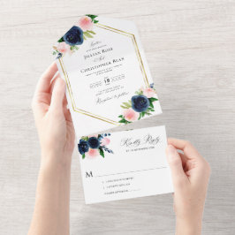 Hochzeit auf See und Rose All In One Einladung