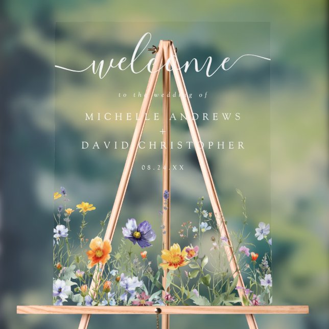 Hochzeit auf Wildblume Acrylschild (Neutral)