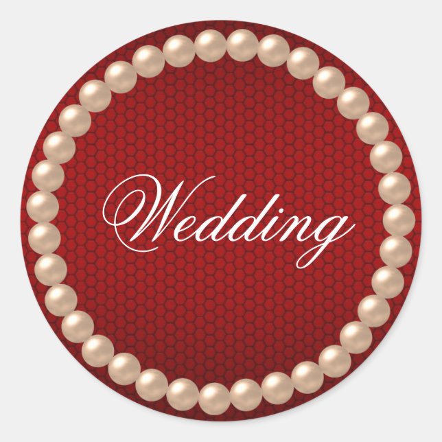 Hochzeit-Aufkleber in strahlendem Rot Runder Aufkleber (Vorderseite)