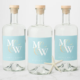 Hochzeit aus Aquamarinem Meerglas Alkoholflaschenetikett