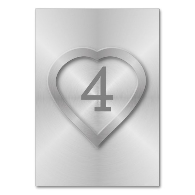 Hochzeit aus rostfreiem Stahl Tischnummer (Vorderseite)