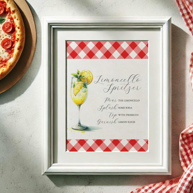 Hochzeit Bar Sign Limoncello Spritzer Rezept Poster (Wedding signs Italian pizza party limoncello spritzer by Do Tell A Belle)