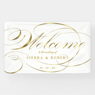 Hochzeit Begrüßung Elegante Imitate Foil Gold Scri Banner