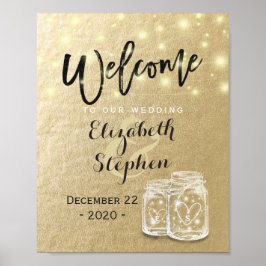 Hochzeit Begrüßung Empfang Mason Jar String Lights Poster