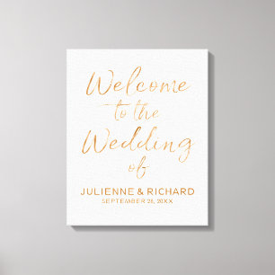 Hochzeit Begrüßung Stilvolle Rose Gold Lettered Si Leinwanddruck