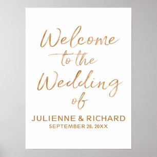 Hochzeit Begrüßung Stilvolle Rose Gold Lettered Si Poster