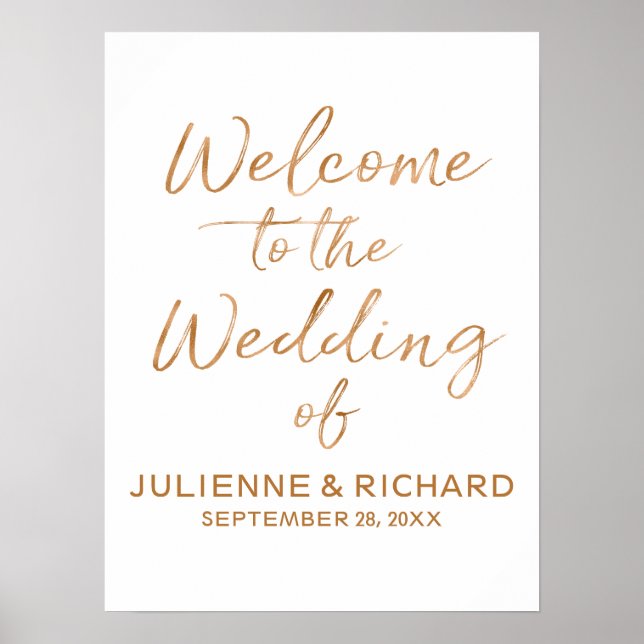Hochzeit Begrüßung Stilvolle Rose Gold Lettered Si Poster (Vorne)