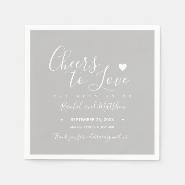 Hochzeit "Beifall für Liebe" elegant geschrieben G Serviette (Vorderseite)