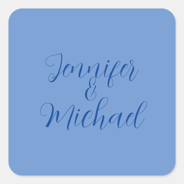 Hochzeit Berufliche klassische Blaukalligraphie Quadratischer Aufkleber (Vorderseite)