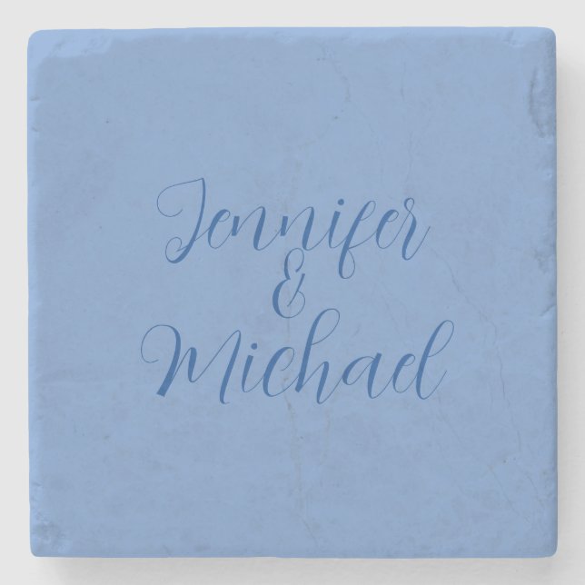 Hochzeit Berufliche klassische Blaukalligraphie Steinuntersetzer (Vorderseite)