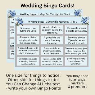 Hochzeit BINGO! Blue Peony Set Karte