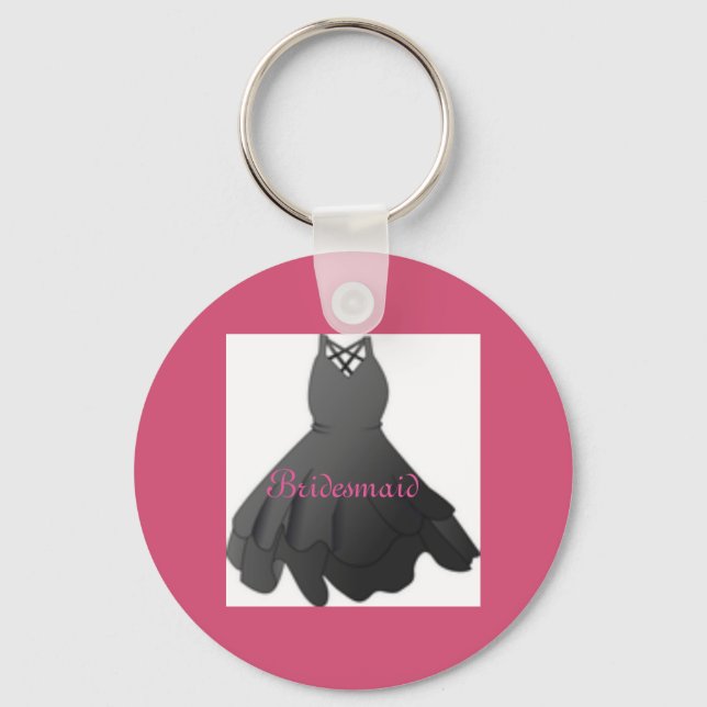 Hochzeit Black Dress Pink Bridesmaid Schlüsselanhä Schlüsselanhänger (Vorderseite)