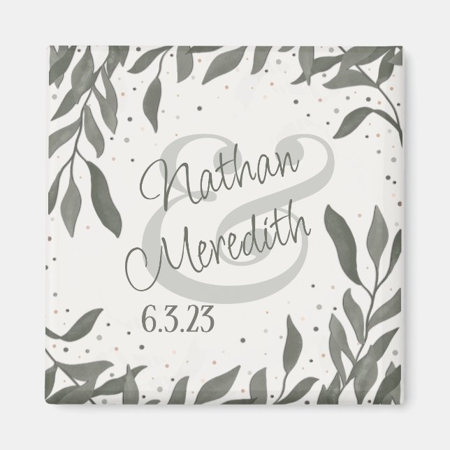 Hochzeit Blätter Einfache Elegante Moderne Inspiri Magnet (Vorne)