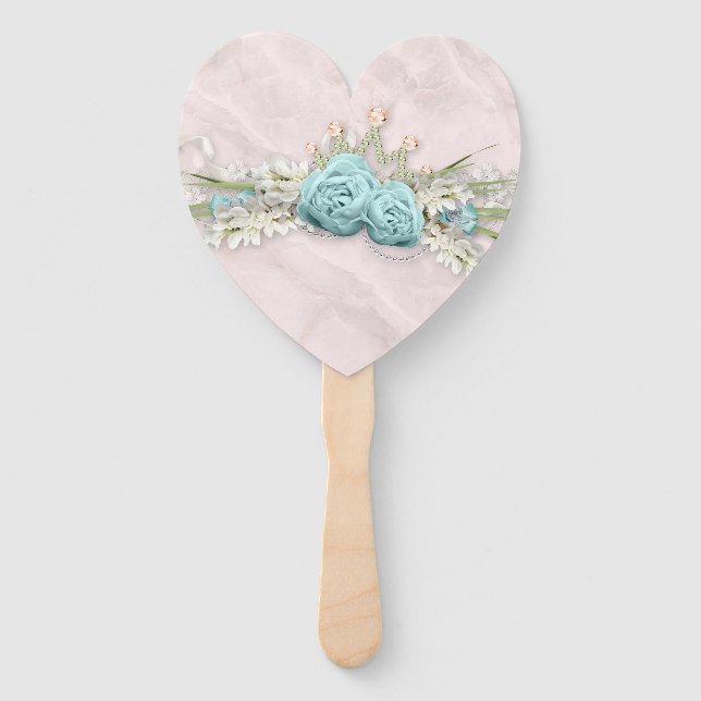 Hochzeit - Blaue Rose und Crown Floral Bouquet Fächer (Vorderseite)