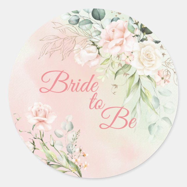 Hochzeit Blumenbride zu elegantem rosa Skript Runder Aufkleber (Vorderseite)