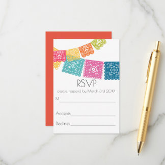 Hochzeit Boda Hochzeit Papel Picado RSVP Begleitkarte