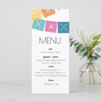 Hochzeit - Boda - Hochzeits-Papel-Picado-Menü Menükarte