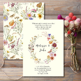 Hochzeit Bohemischer Wildblume auf Wiese Einladung