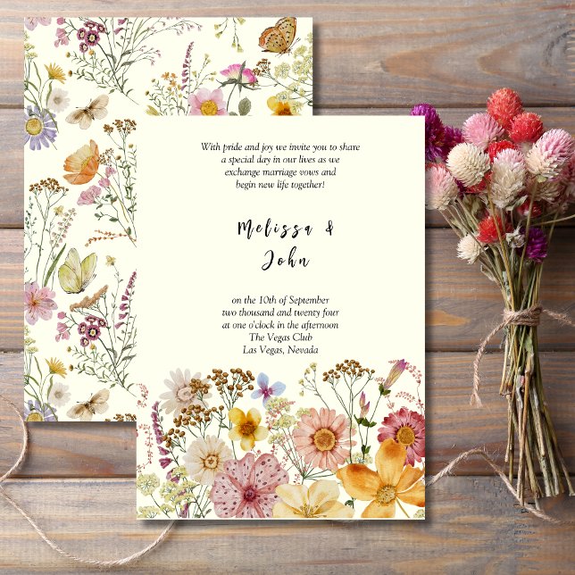 Hochzeit Bohemischer Wildblume auf Wiese Einladung (Von Creator hochgeladen)